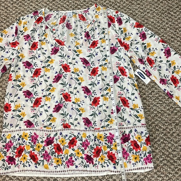 Old Navy Floral Long Sleeve Blouse - White - Picture 9 of 16